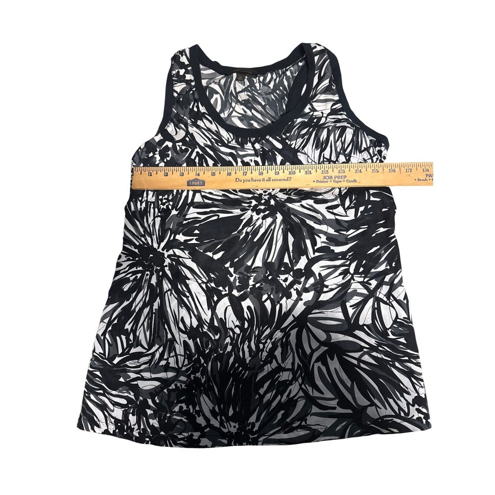 The Limited XS Black White Floral Abstract Scoop Neck Racerback Tank Top Shell